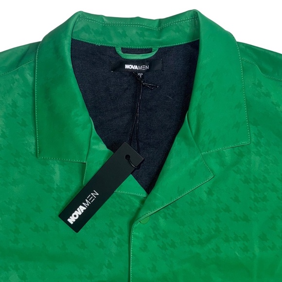 Fashion Nova Men Green Short Sleeve Button-Up NWT - Picture 2 of 7